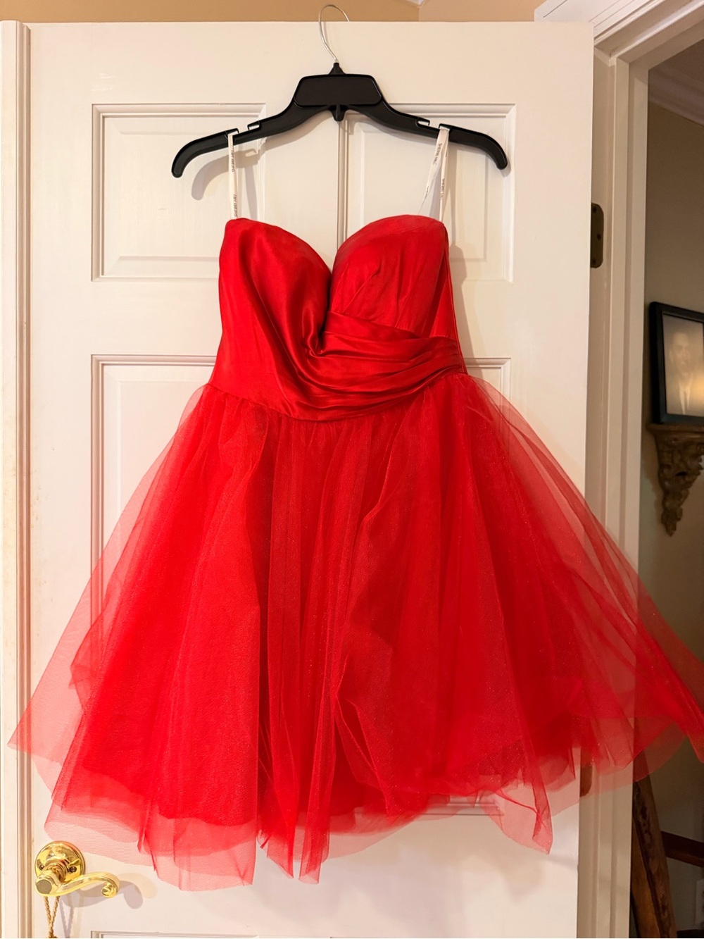 Sherri Hill Red Strapless Tulle Party Dress
